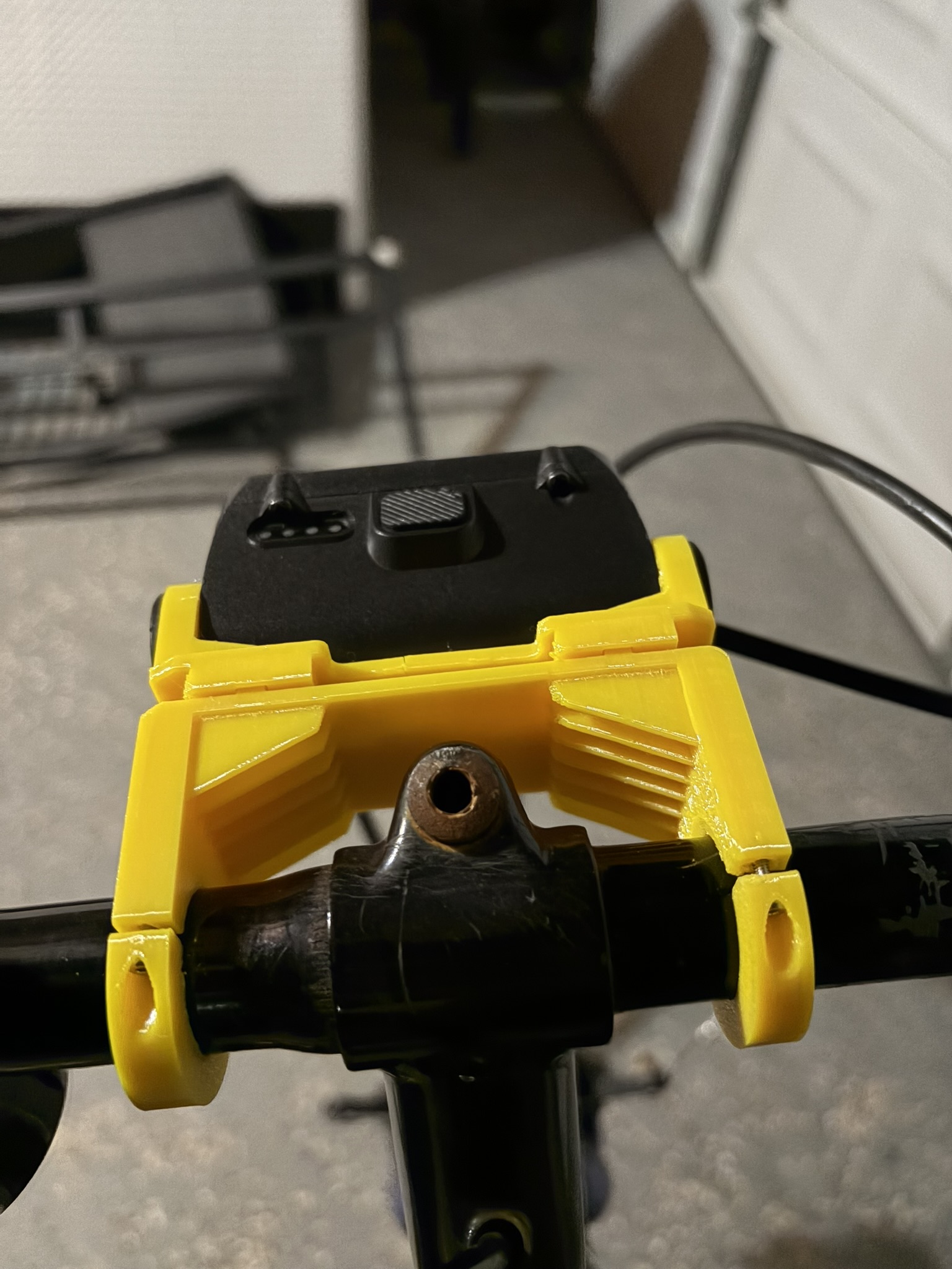 Completed removable bicycle LED light mount installed on bicycle