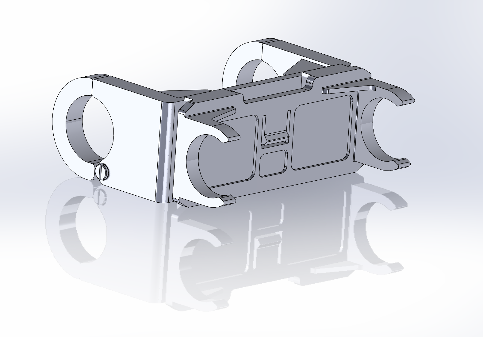 SolidWorks CAD assembly of bicycle LED light mount
