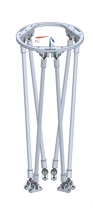 Latest Siemens NX assembly of the six-strut TTS with updated spherical rod ends