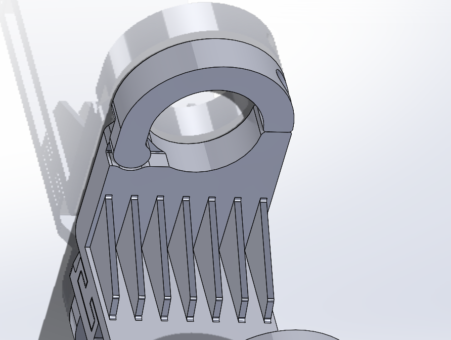 Ribbed structural geometry on PETG bicycle light mount