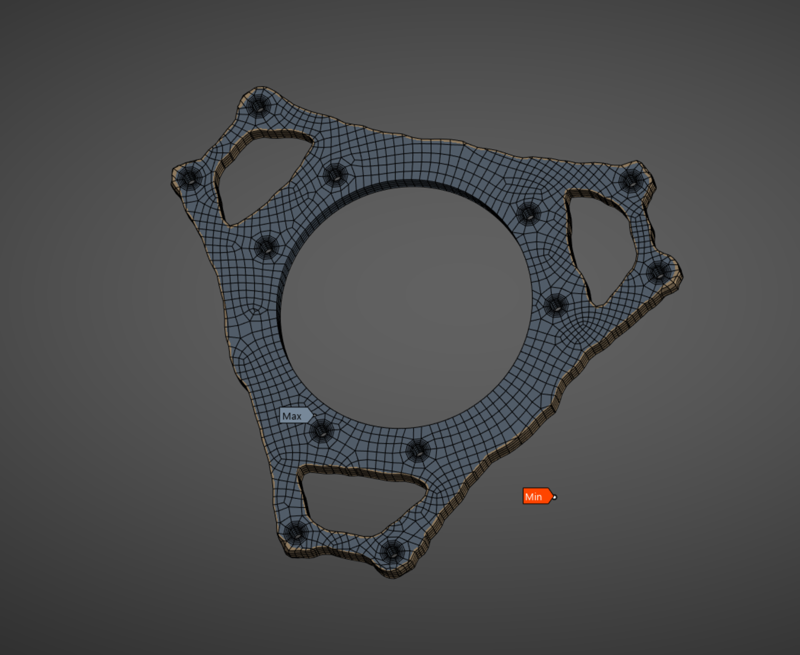 ANSYS topology optimization result for the TTS engine-side interface ring