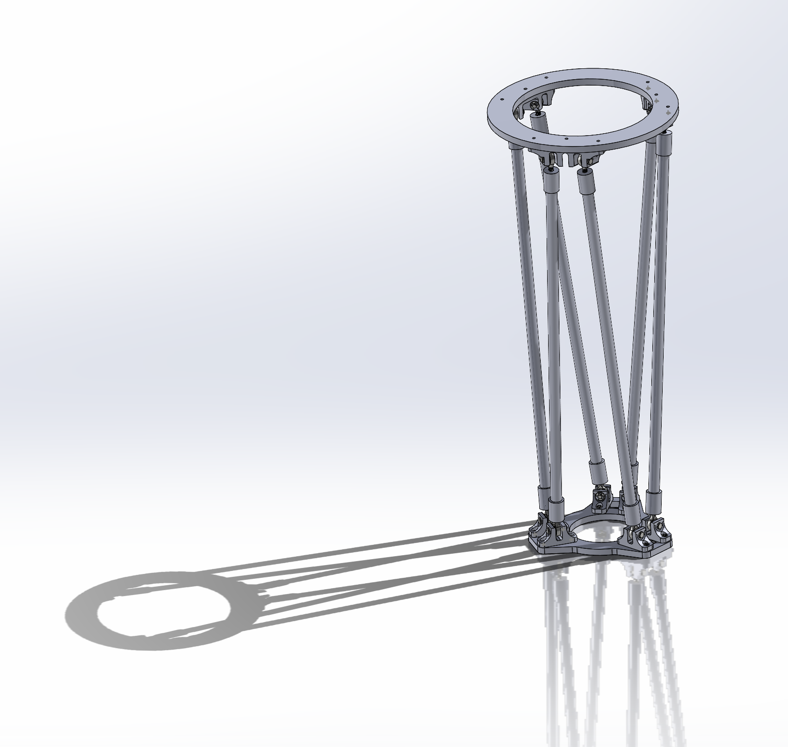 Current Citron thrust transfer structure assembly with six tubular struts and compact clevis-style joints